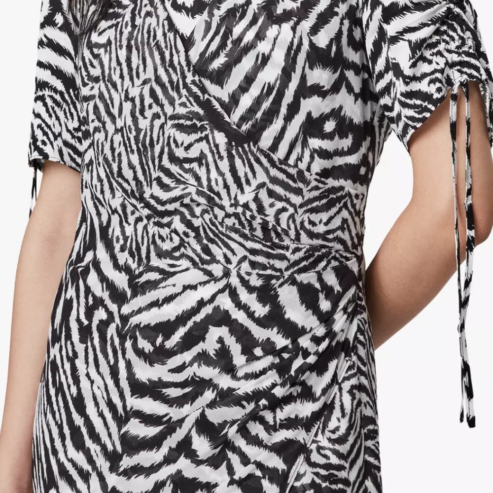 NWOT All Saints zebra print midi dress - Picture 3 of 6